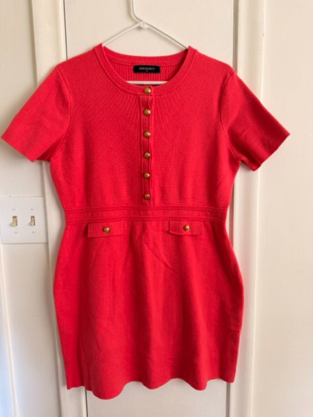 MEROKEETY Coral Shift Dress – Size XL – Gold Button Detail – Work & Career Wear - Picture 2 of 7